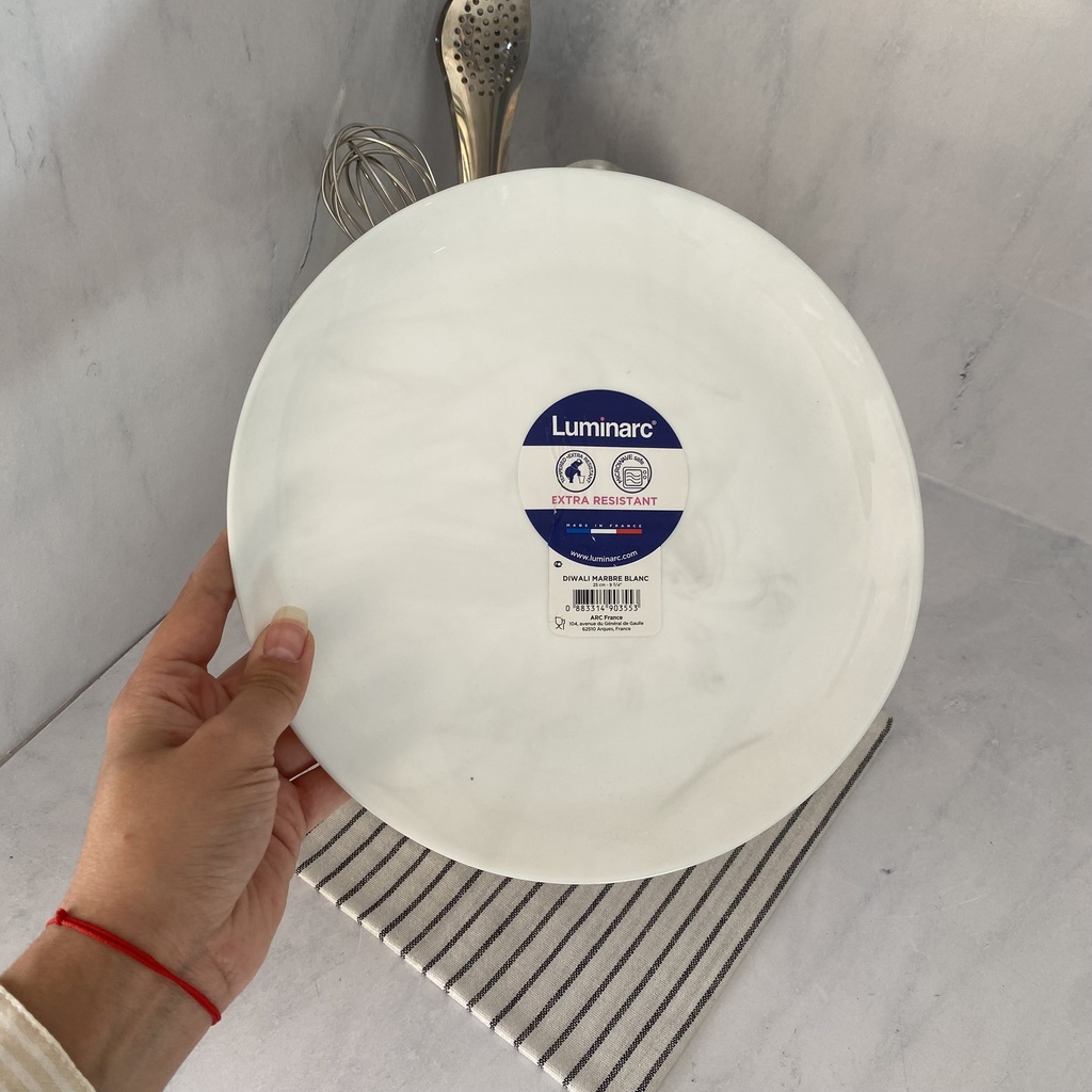 Diwali Blanc Marbre Assiette Plate 25  Cm