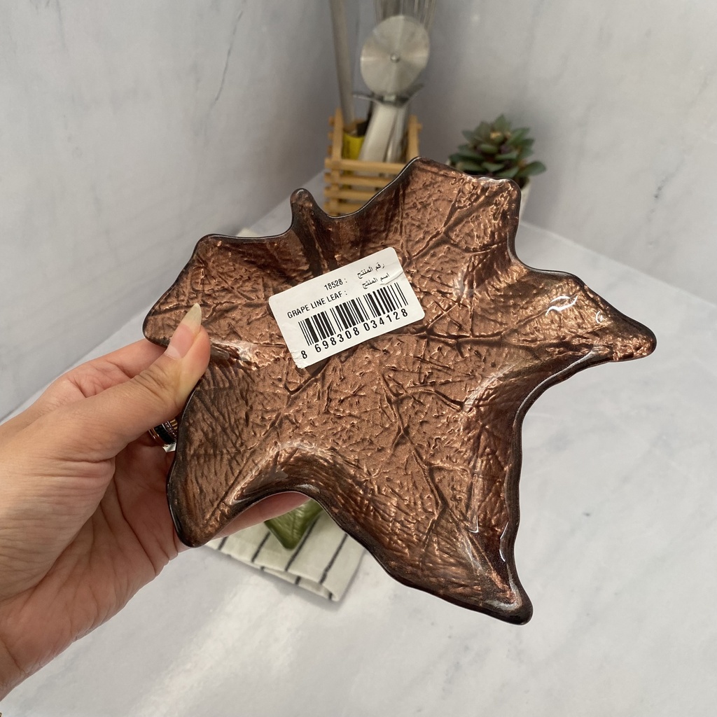 Grape Line Leaf Assiette Marron 17Cm