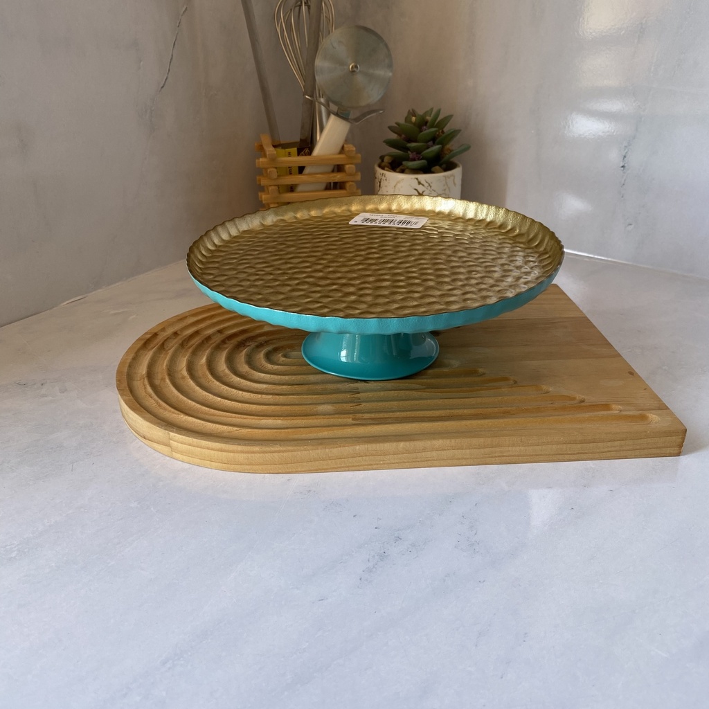 Sahra Presentoir A Gateau Turquoise 21Cm INSIDE GOLD