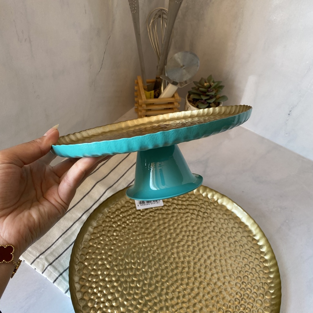 Sahra Presentoir A Gateau Turquoise 21Cm INSIDE GOLD