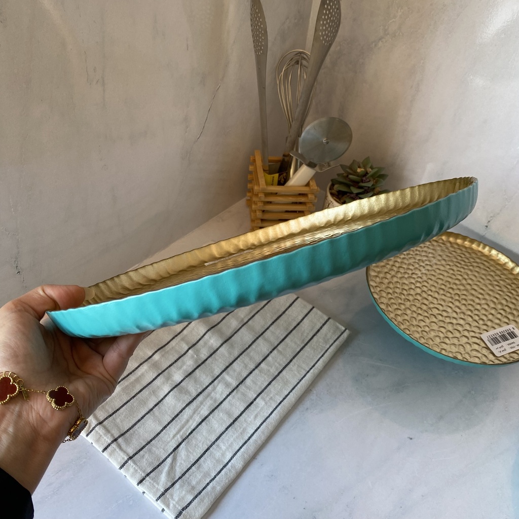 Sahra Assiette Turquoise 32Cm INSIDE GOLD 