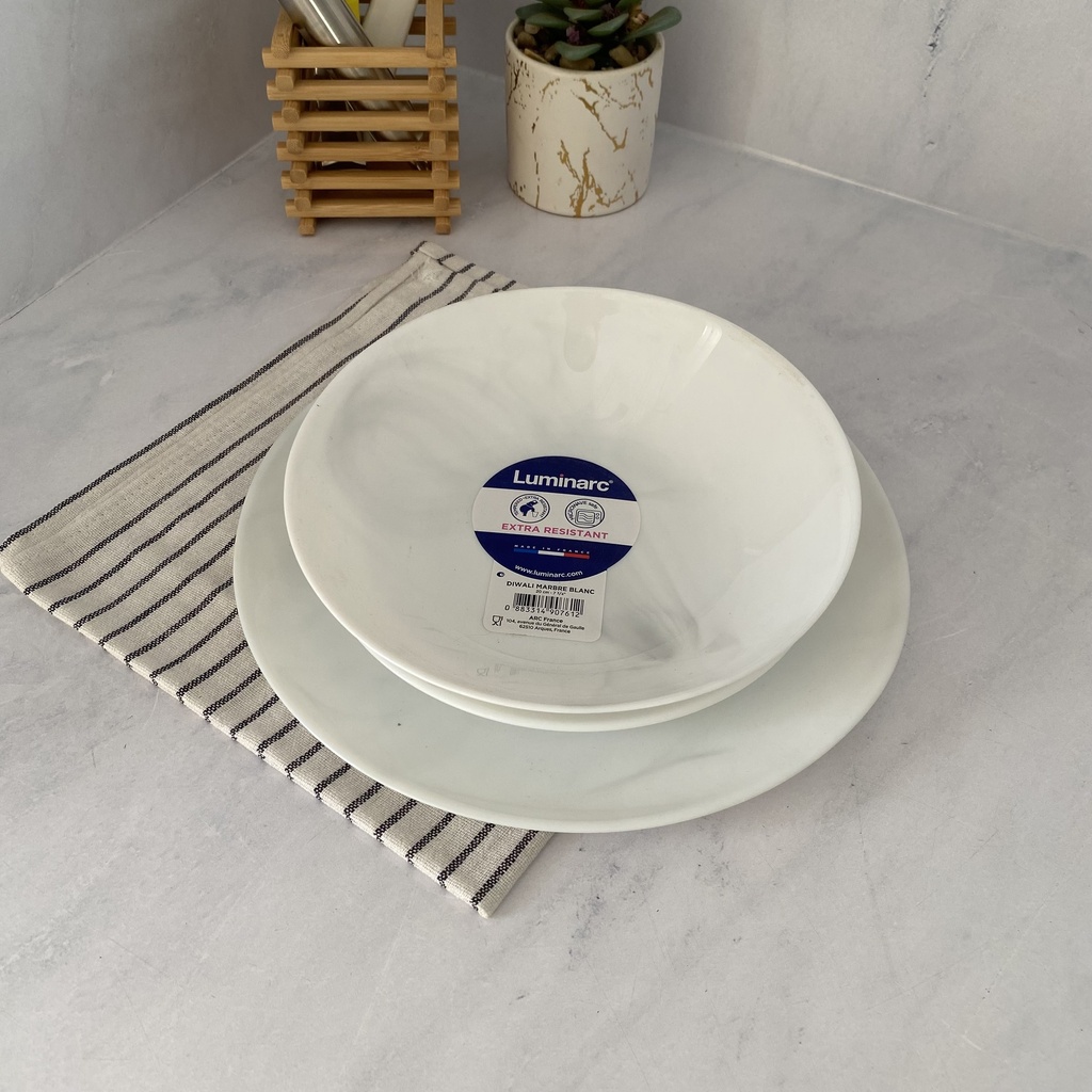 Diwali Blanc Marbre Assiette Plate 25  Cm