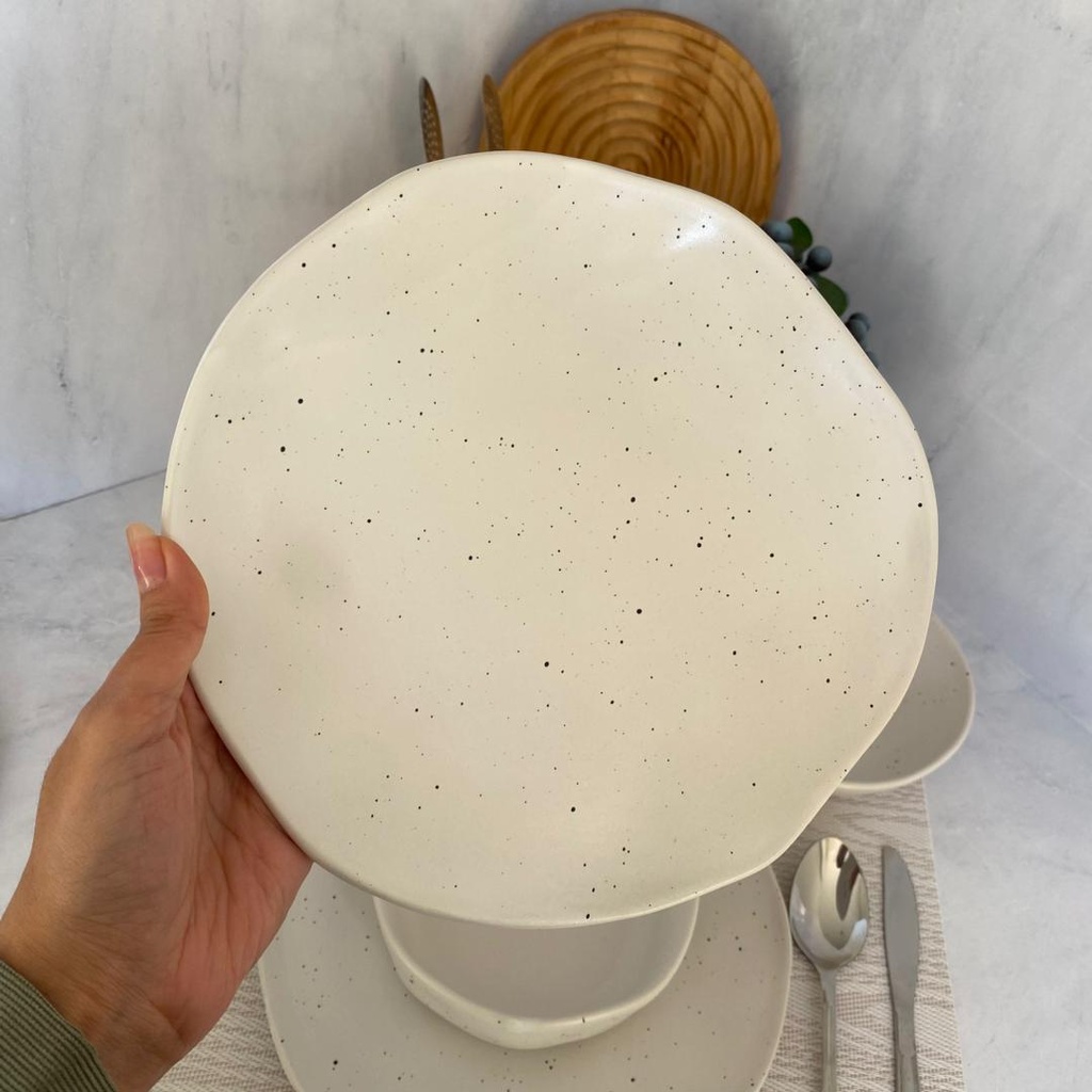 Service A Table 24 Pieces Blanc Mouchete