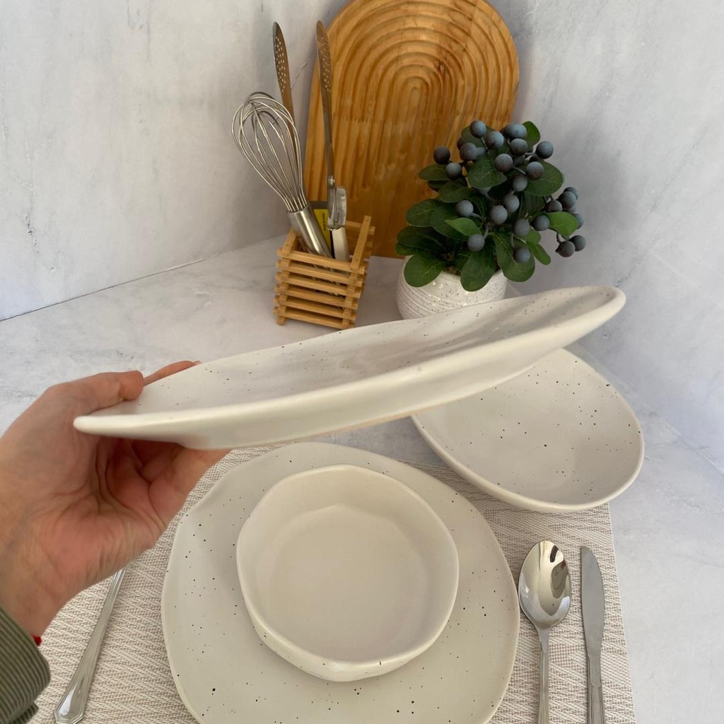 Service A Table 24 Pieces Blanc Mouchete