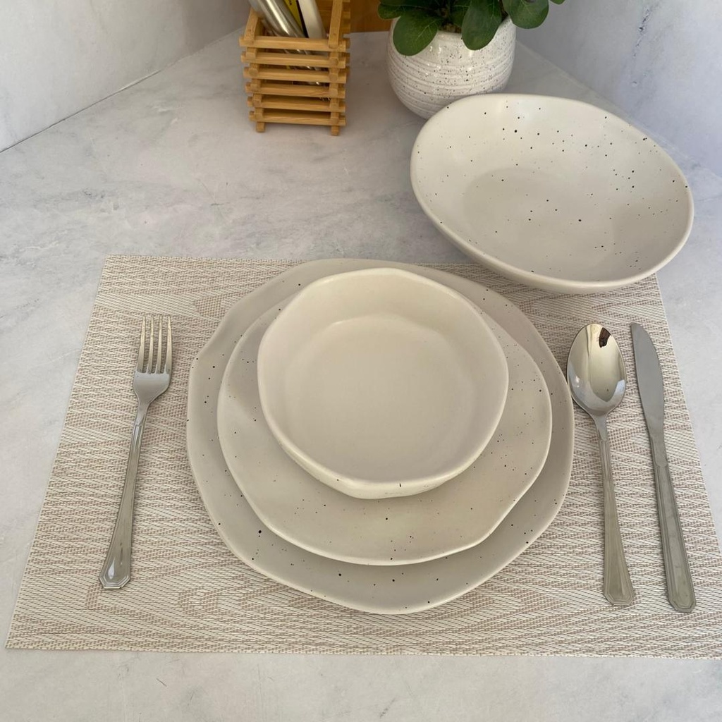 Service A Table 24 Pieces Blanc Mouchete