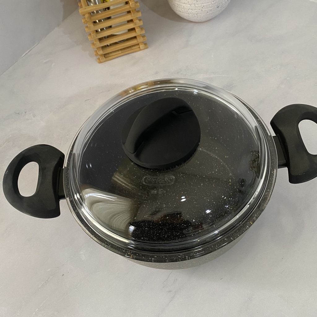 Hard Pan Faitout 20Cm Avec Couvercle En Verre