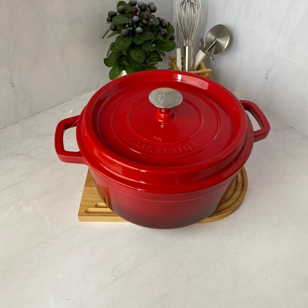 Cocotte Ronde En Fonte 28Cm Rouge