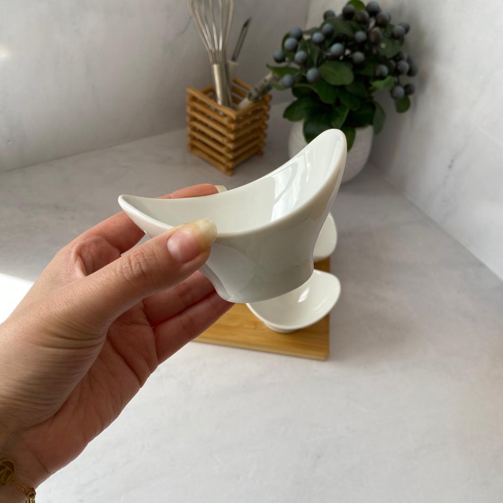 Set 4 Coupelles Avec Support En Bois