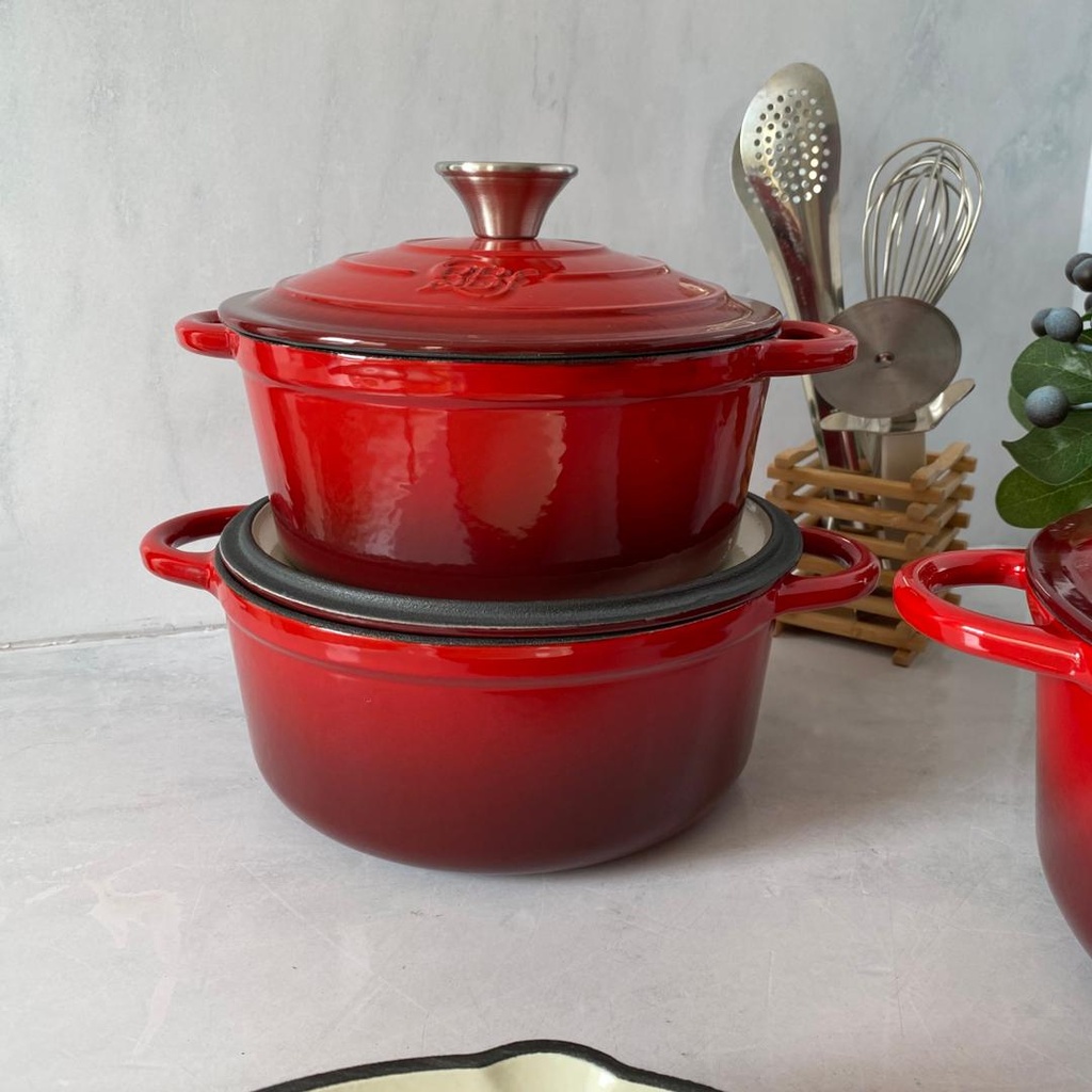 Marmite En Fonte 2Pcs Rouge