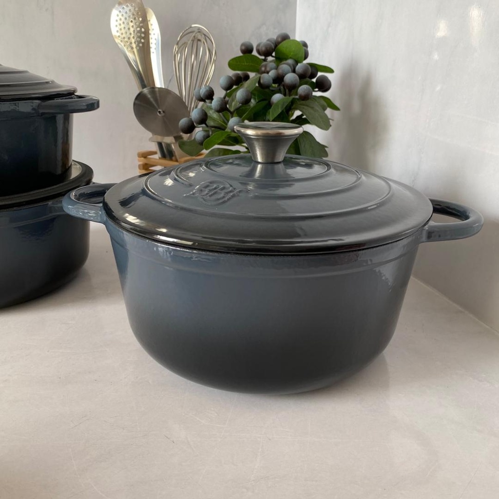 Marmite En Fonte 2Pcs Gris Fonce