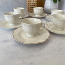 Golden Scalloped – Ensemble de 12 pcs  tasses et soucoupes 220ml