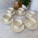 Golden Scalloped – Ensemble de 12 pcs  tasses et soucoupes 220ml