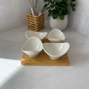 Set 4 Coupelles Avec Support En Bois