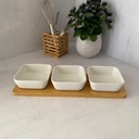 Set De 3 Coupelles Avec Plat En Bambou