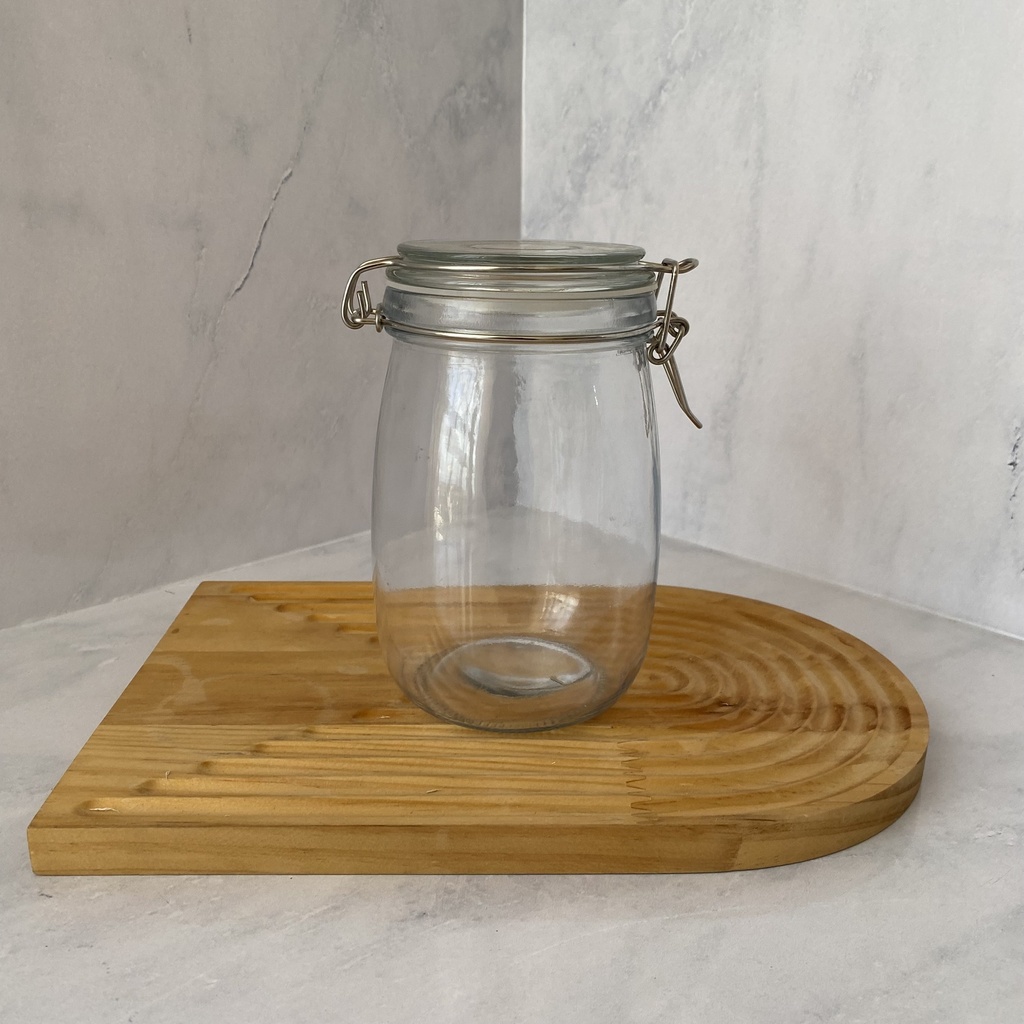 Bocal En Verre Rond  1000 Ml + Couvercle En Verre