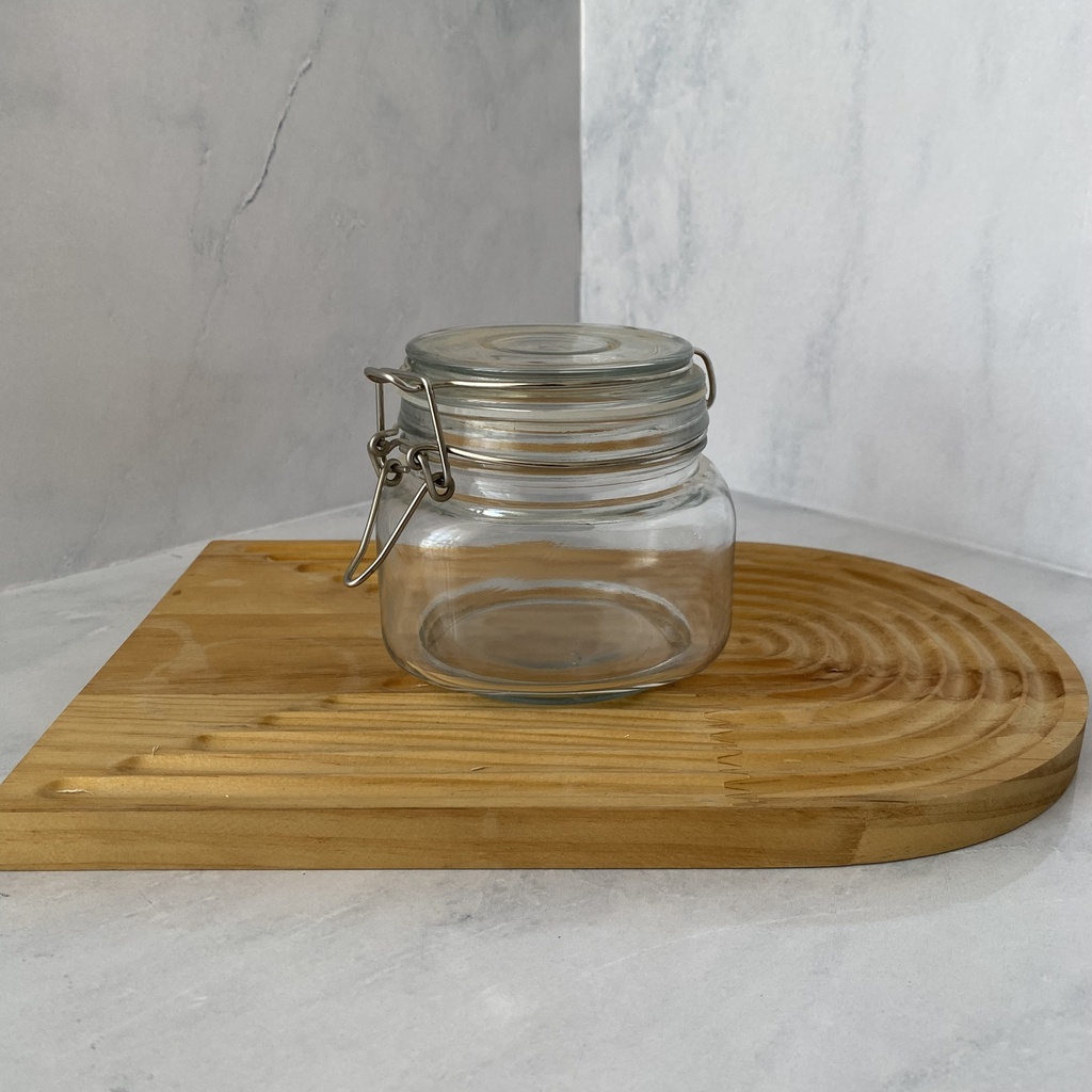 Bocal en verre carré 500 ml + couver en verre
