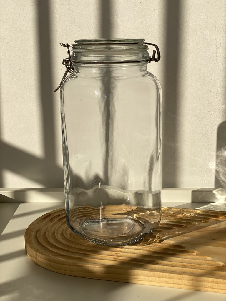 Bocal En Verre Carré 2000 Ml + Couvercle En Verre