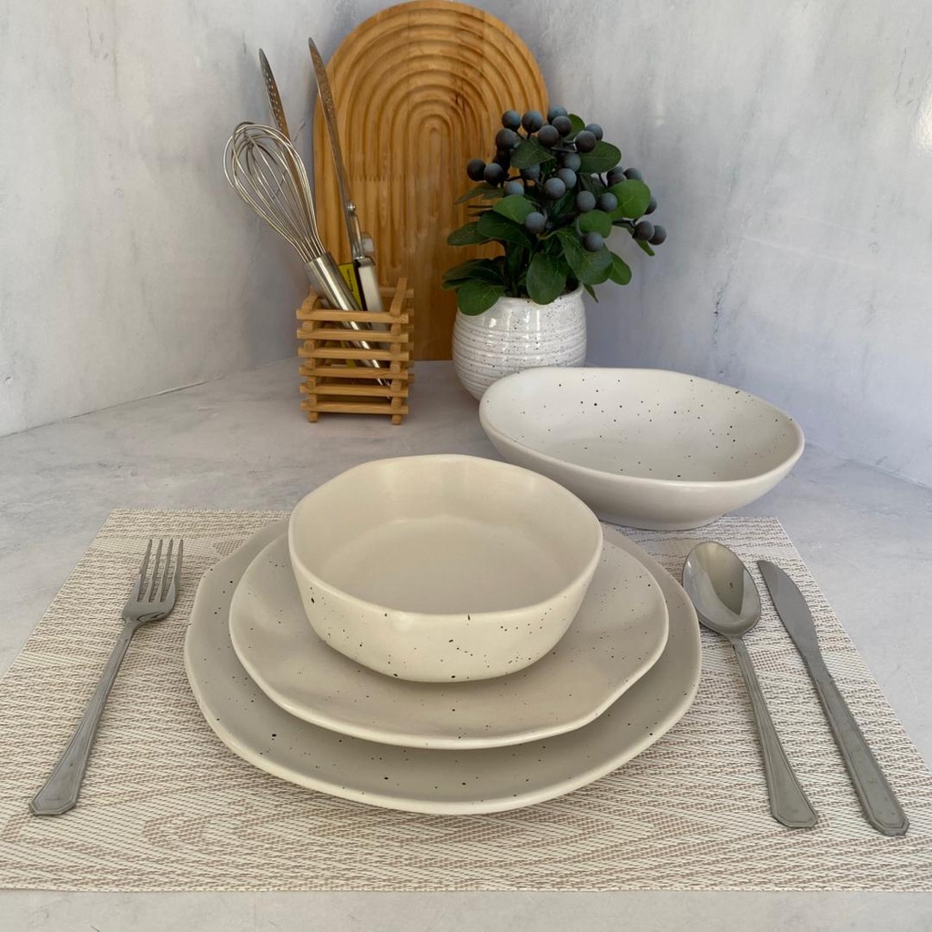 SERVICE A TABLE 24 PCS BLANC MOUCHÈTE 