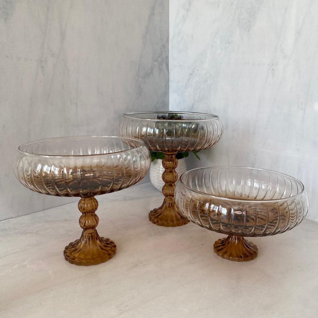 PACK LINEA - Coupe Sur Pied Ambre Large - Coupe Sur Pied Ambre Petite - Coupe Ambre Sur Pied Grande