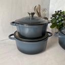 Marmite En Fonte 2Pcs Gris Fonce