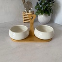 Set Coupelles Ceramique Support En Bois 2Pcs