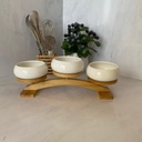 Ensemble Coupelles Ceramique Support En Bois 3Pcs