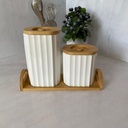 Porte Epices Ceramique Support En Bois Grand + Petit