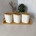 Porte Epices Ceramique Sur Bois Petit 3Pcs