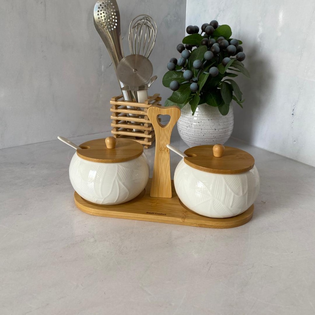 Porte Epices Ceramique Support En Bois