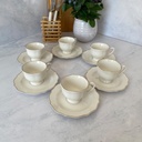 Golden Scalloped-Ensemble de 12 pcs  tasse et soucoupes 90 ml