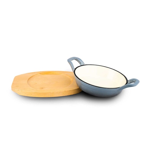 [EC2148C-G] Poele En Fonte 16Cm Grise Avec Support En Bois
