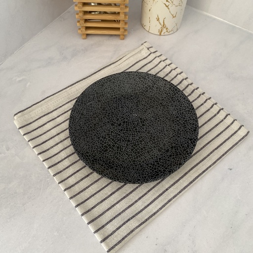 [V0120]  طبق الحلوى اسود 18 سم Zoe