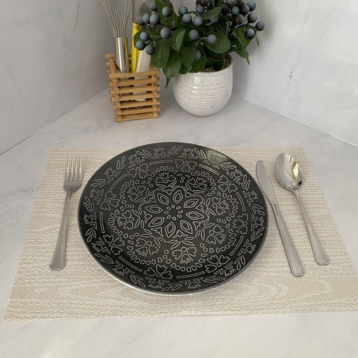 [154975] Assiette Plate Grise Midnight
