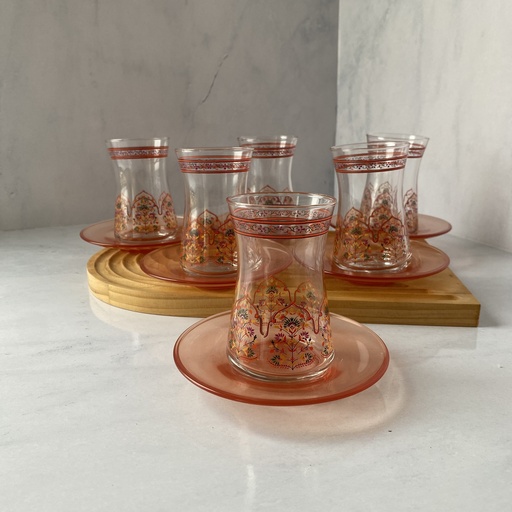 [CHR361/R] service a the 17 cl cashmere 6verre 6 sous tasse rouge