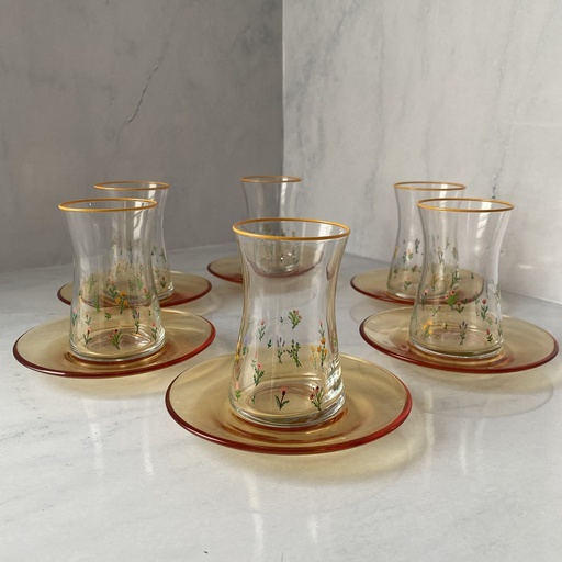 [BTC361/Y] service a the 17 cl botanical 6verre 6sous tasse jaune