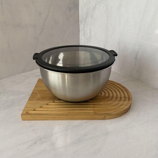 [RS3000RD] Bol A Mixer Antiderapant En Acier Inoxydable 3000 Ml Avec Couvercle