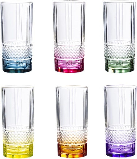 [27626020006] Brillante Set 6 Pieces Verre Forme Haute Couleur
