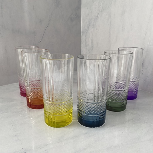 [27626020006] Brillante Set 6 Pieces Verre Forme Haute Couleur