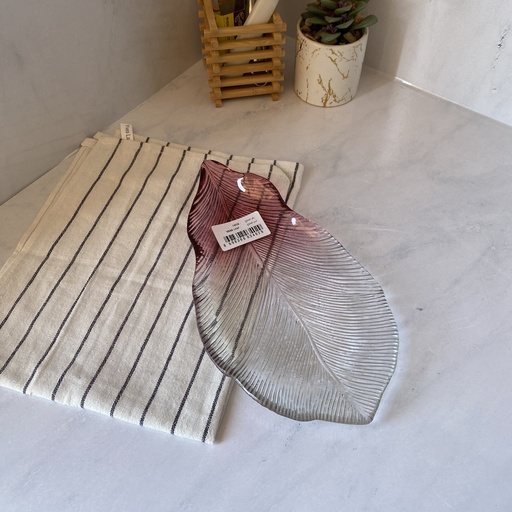 [14058] AK assiette 29 NANA LEAF-  TRANSPARENT PINK - CLEAR