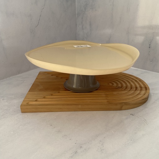 [14184A] AK présentoir à gâteau 28 ISTANBUL-BEIGE AVEC PIED TAUPE