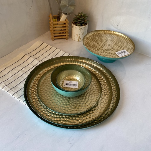 [15129] Sahra Assiette Turquoise 28Cm INSIDE GOLD 