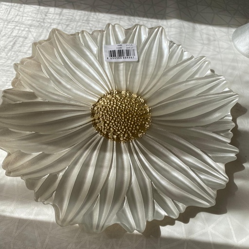 [16490] Fleur Assiette Pearl White 32Cm