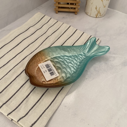 [16615] AK assiette 21 FIKA-GLITTER COPPER - COATED OP TURQUOISE