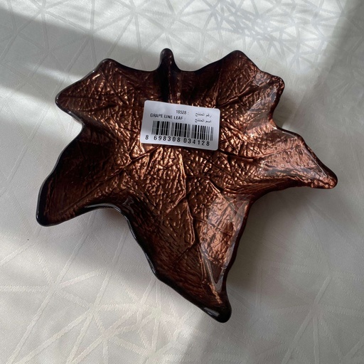 [18528] Grape Line Leaf Assiette Marron 17Cm