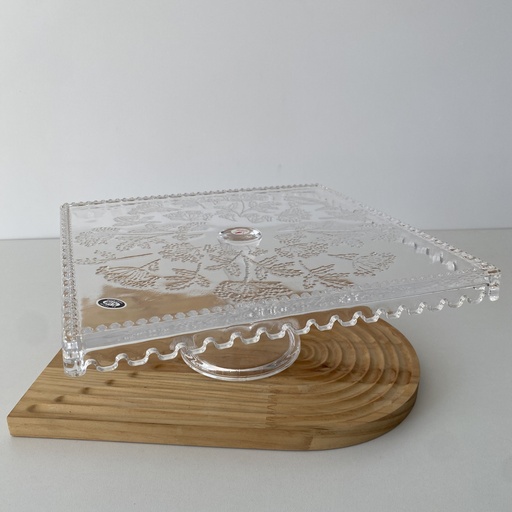 [SN.WHT.301] Assiette A Gateaux Carree A Pied Petite