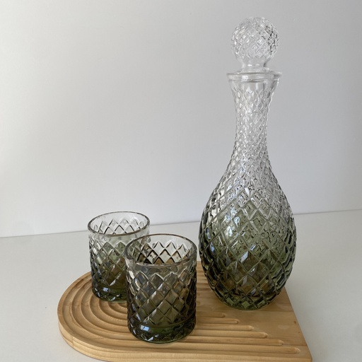 [SU.ISS.050.504] 14*33cm isis degr carafe avec +6 verres verte