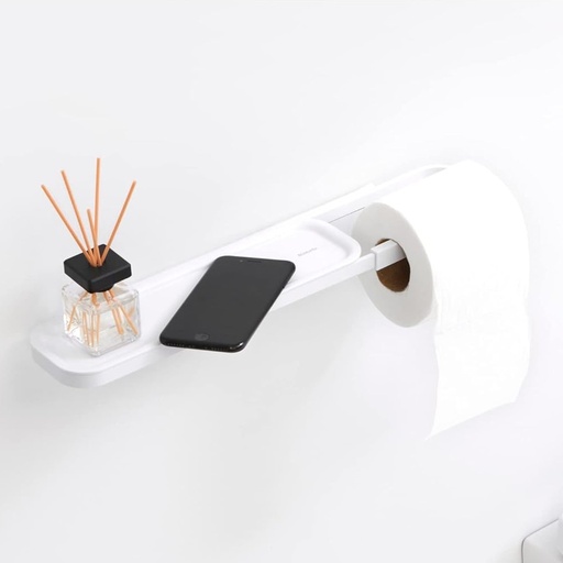 [303142] MindSet Porte-Rouleau De Papier Toilette Avec Etagere Blanc