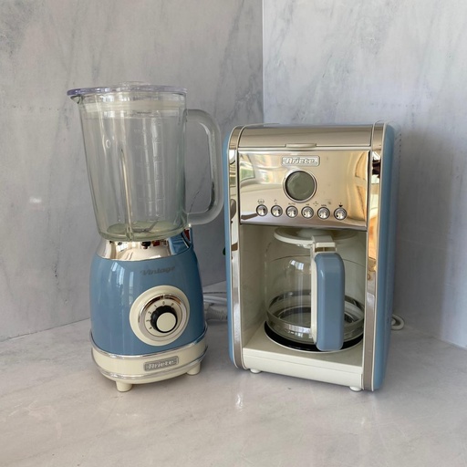 [00M134205AR0 -00C058305AR0] PACK - Vintage Petrin Bleu - Vintage Machine A Cafe A Filtre Bleu - Vintage Blender Bocal En Verre 1.5L Bleu 
