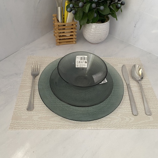[529789 - 529703 - 529772] PACK PALM VERT - Bol - Assiette Plate - Assiette A Dessert