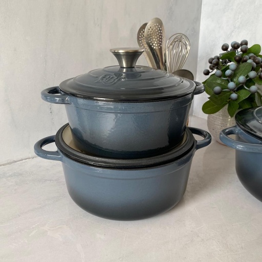 [8862-8] Marmite En Fonte 2Pcs Gris Fonce